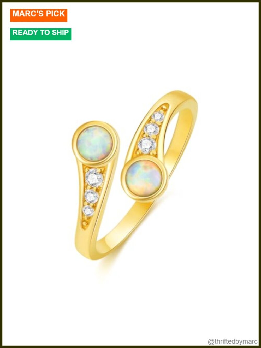 14K Yellow Gold Adjustable Toe Ring with Opal & Zircon Gemstones, Fine Jewelry